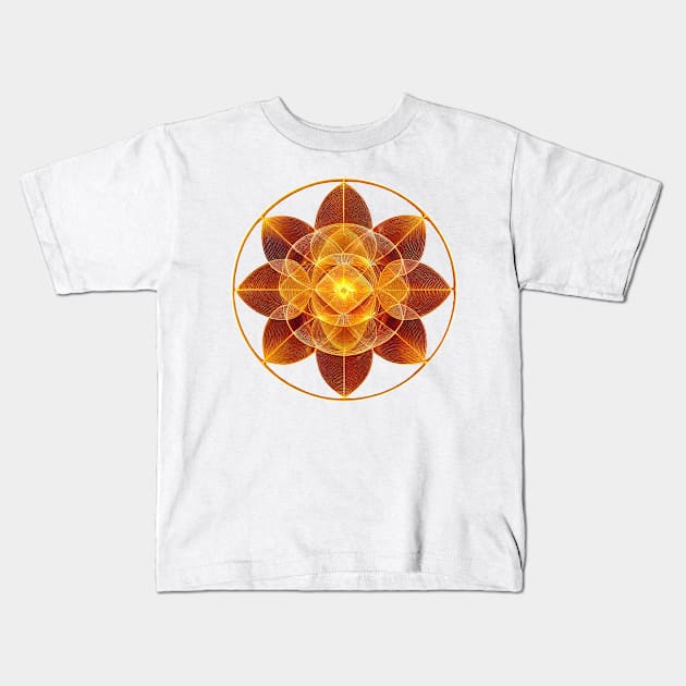 Sacred Geometry Fire Flower Kids T-Shirt by EverythingSings.Art